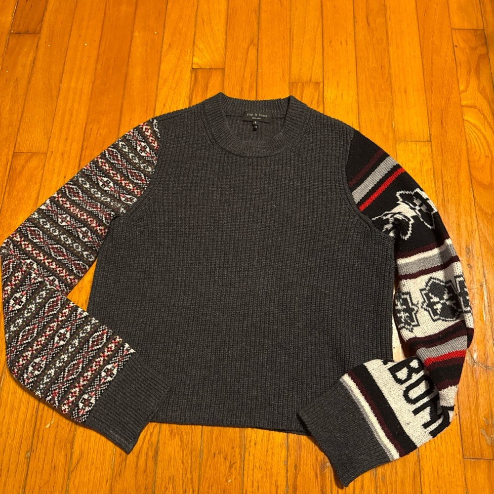 Rag & Bone Small Gray Patterned Sweater - image 1